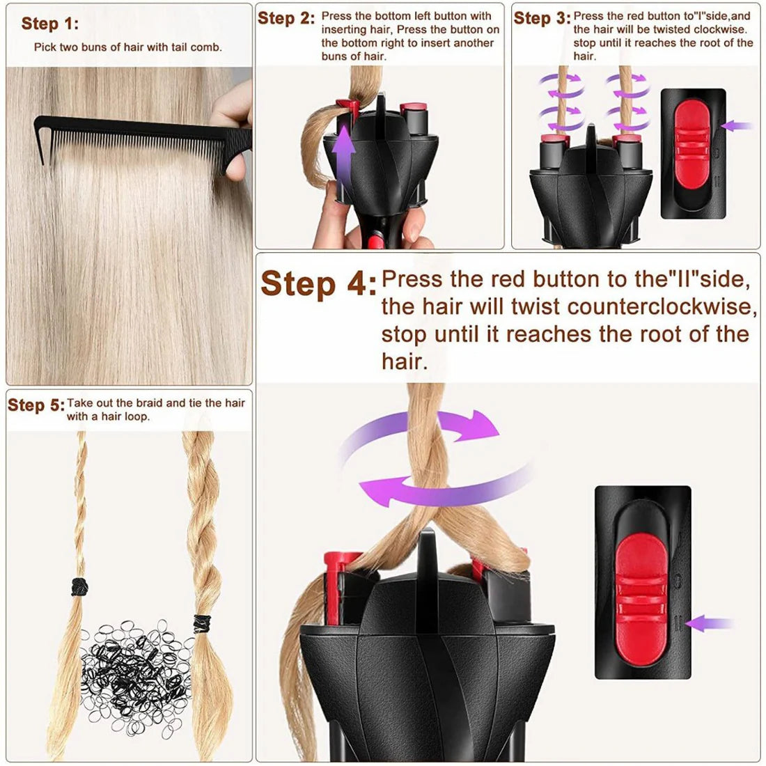 360 Degree Rotate Automatic Hair Braider Fb