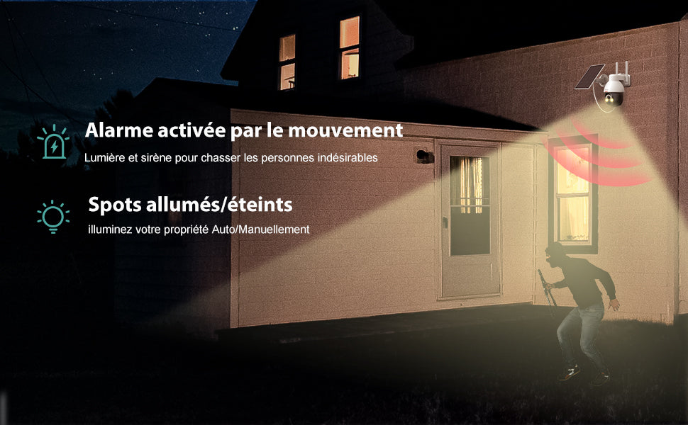 2K Solar Security Camera Wireless Outdoor, 360°