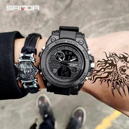 Multi-Function Premium Chronograph Waterproof Sports Look Analog-Digital Watch