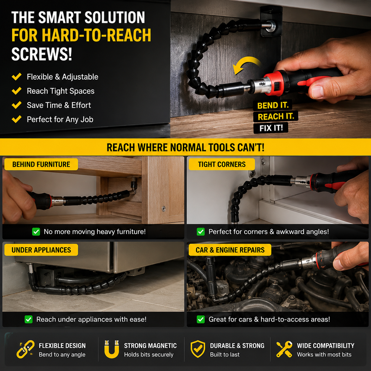 Flexible Snake Bit Drill Bit Extender
